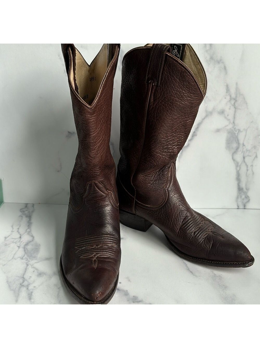 Vintage Larry Mahan Western Cowboy Boots Brown Leather Size 9.5B